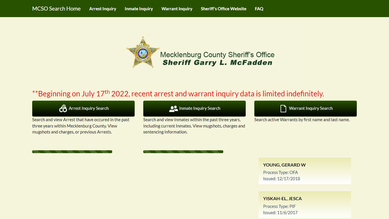 MCSO - Mecklenburg County, NC